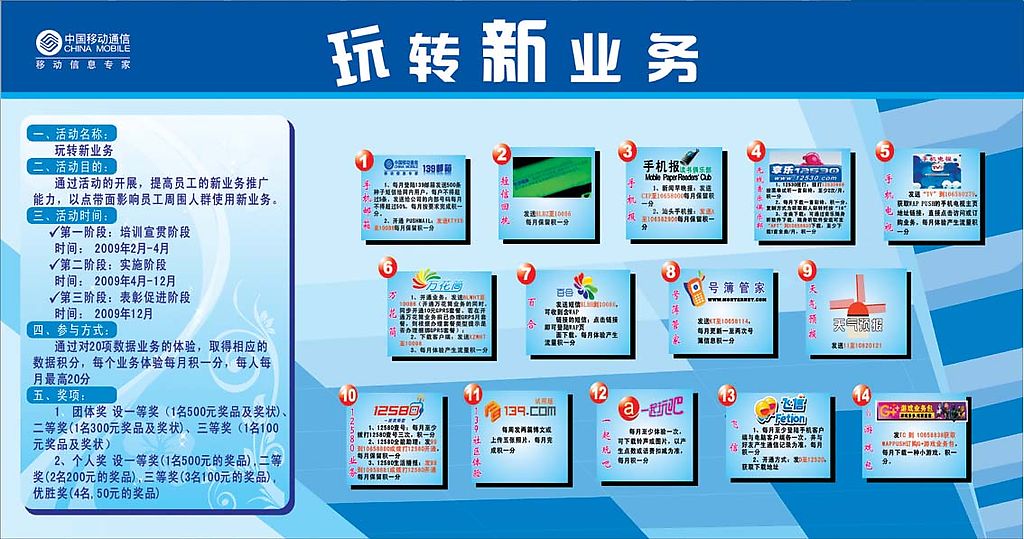 中國移動玩轉新業(yè)務版報矢量圖